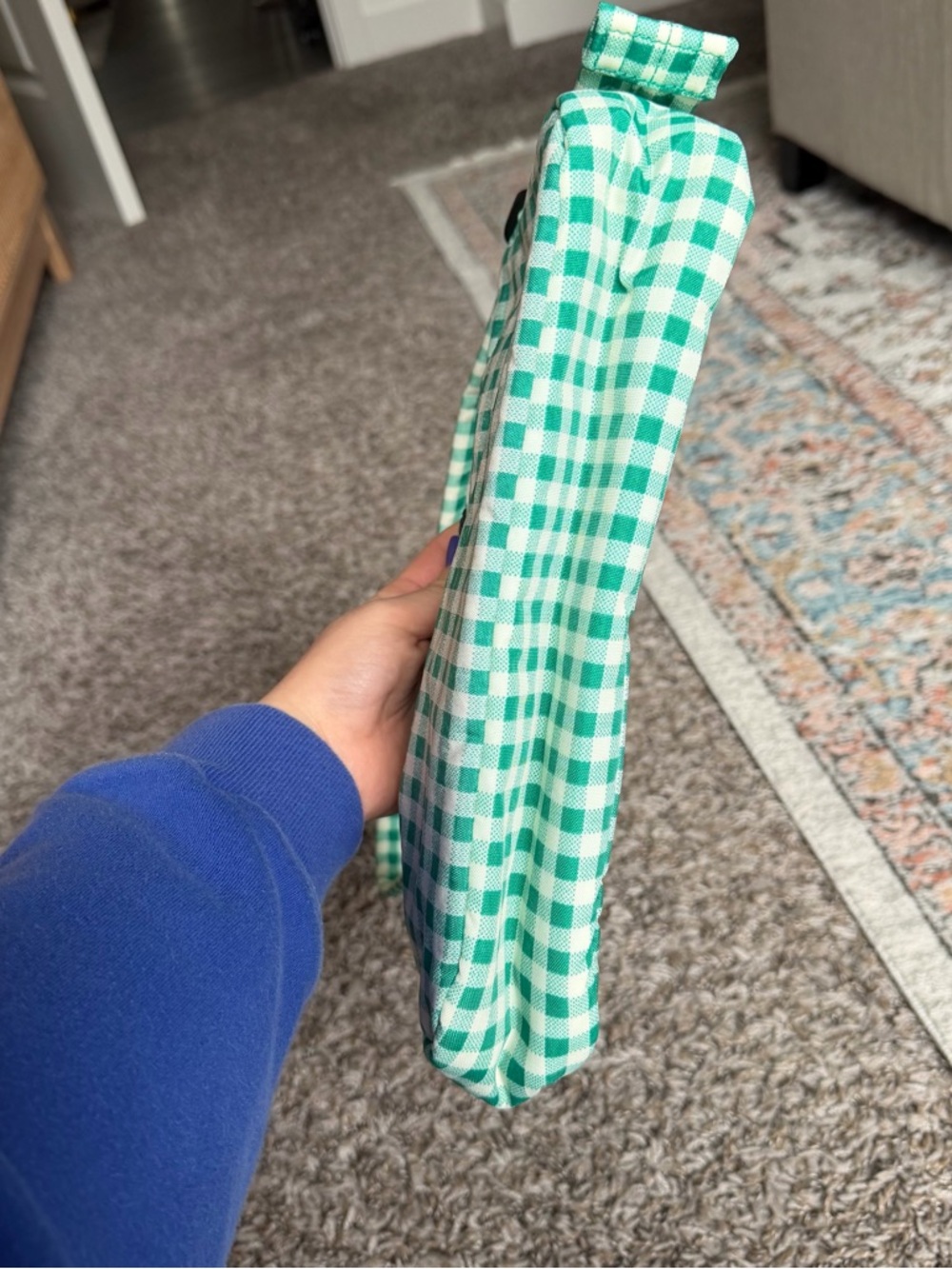 Baggu Green White Gingham Cargo Shoulder Bag - Picture 4 of 6